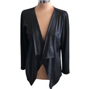 Style & Co Top Black Light Jacket Cover Up Open front W Collar Medium